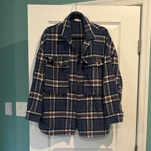 Pink Lily Plaid Shirt Jacket